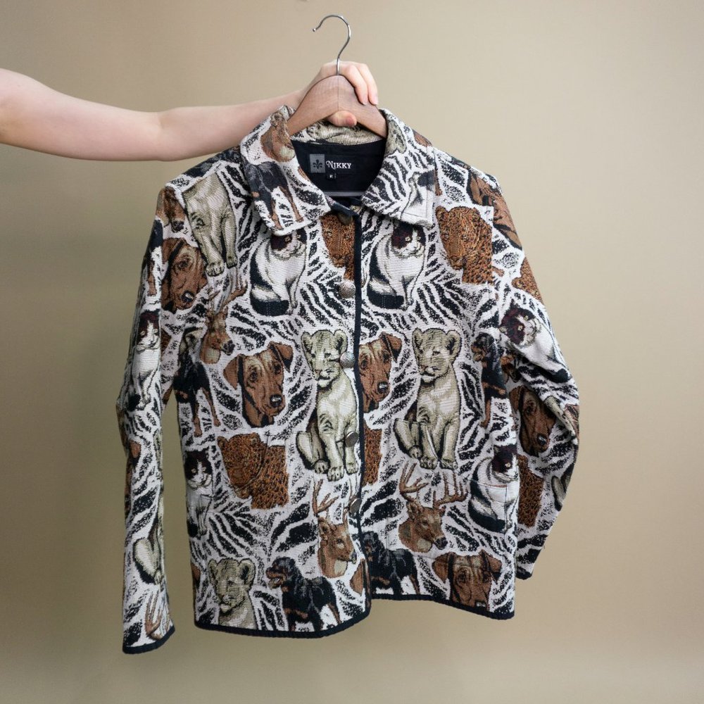 Vintage Animal Printed Woven Tapestry Jacket - Picture 2 of 8